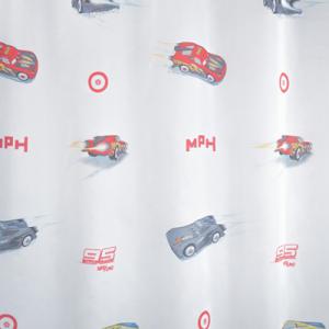 Autós fehér voila fényáteresztő gyerek függöny CARS/C02/ 180x250cm