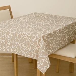 Drapp fehér mintás pamutvászon terítő 130x130cm
