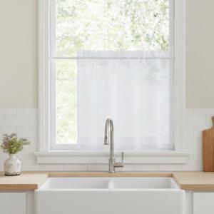 Egyszínű fehér sable vitrage függöny  Selena 100x100cm