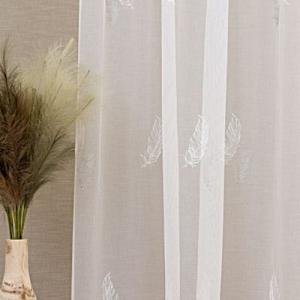 Fehér forgófonalas sable kész függöny Odett szürke fehér hímzett mintával 160x190cm