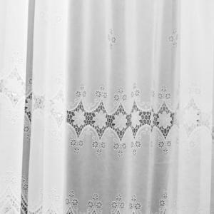 Fehér jaquard kész függöny csipke hatású bordűrrel 175x390cm