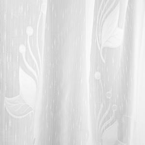 Fehér sable kész függöny fehér leveles minta 120x100cm