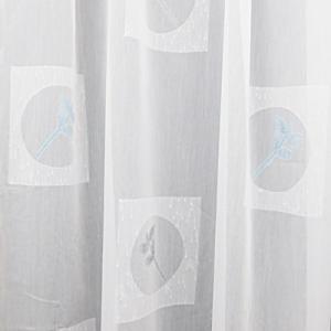 Fehér sable kész függöny szürke kék mintával KN 120x140cm