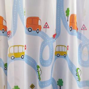 Fehér voila fényáteresztő gyerek kész függöny autó autópálya 160x280cm