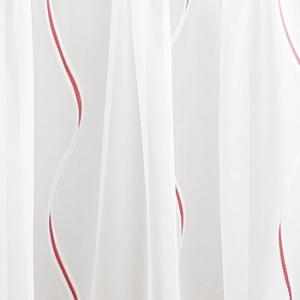 Fehér voila kész függöny bordó nyírt mintával Hullám 160x120cm