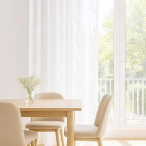 Fehér voila kész függöny fehér mintás Szirom 140x180cm