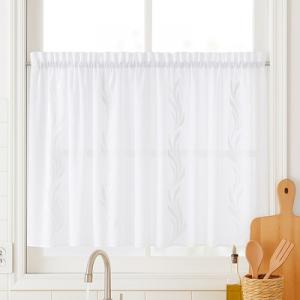 Fehér voila kész függöny fehér mintás Szirom 50x120cm