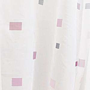 Fehér voila kész függöny lila szürke kockás 120x140cm