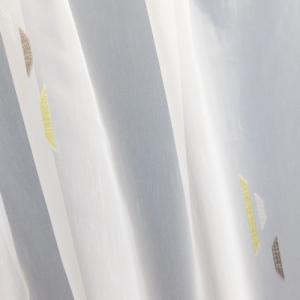 Fehér voila kész függöny sárga barna mintás Justine 04 130x190cm bújtatós