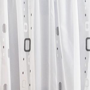 Fehér voila kész függöny szürke nyírt mintával Ovál 90x160cm