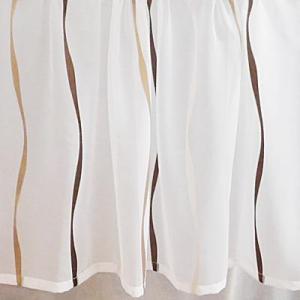 Fehér voila kész vitrage függöny barna drapp nyírt mintával H3. 60x80cm