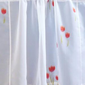 Fehér voila kész vitrage függöny Tulipános 38x180cm