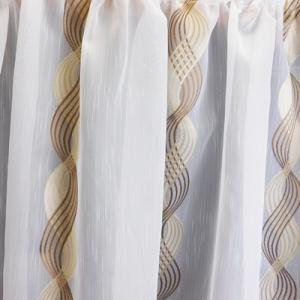 Fehér voila-sable kész függöny barna csavart nyírt mintával 80x100cm