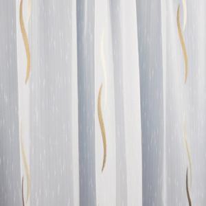 Fehér voila-sable kész függöny barna drapp hullám Krisztina 180x400cm