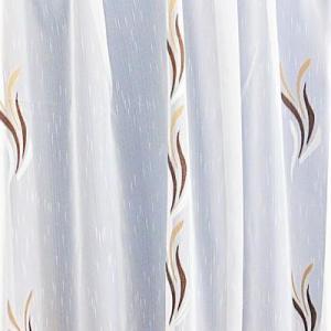 Fehér voila-sable kész függöny barna drapp nyírt Szirom 130x160cm