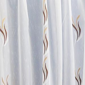 Fehér voila-sable kész függöny barna drapp nyírt Szirom 180x160cm