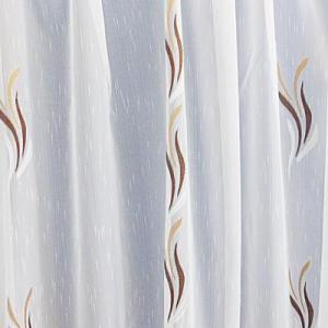 Fehér voila-sable kész függöny barna drapp nyírt Szirom 235x300cm