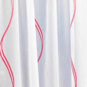 Fehér voila-sable  kész függöny piros nyírt mintával A.C.H. 90x165cm