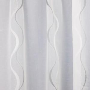 Fehér voila-sable kész függöny szürke ezüst hullám minta Emma 150x220cm