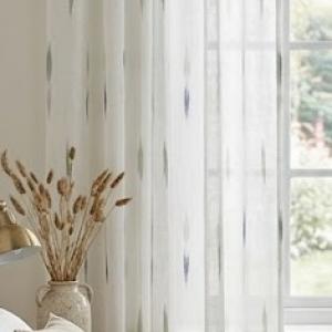 Fehér zöld kék türkisz mintás sable kész függöny 100x120cm