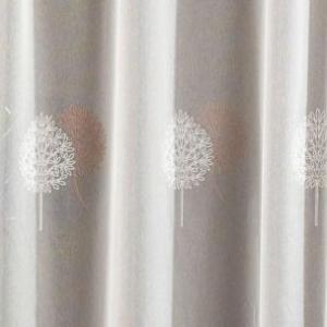 Hímzett törtfehér sable kész függöny Irtis mályva 100x70cm bújtatós
