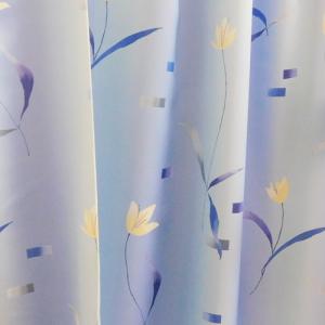 Kék virágos dekor-sötétítő kész függöny 185x140cm