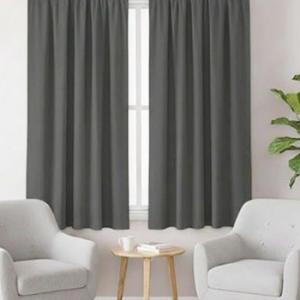 Kész blackout sötétítő függöny grafit 180x65cm ráncolóval párban