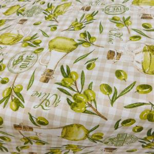 Olivás pamutvászon terítő 130x130cm