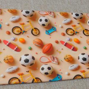 Pamut puplin kispárnahuzat POLLY KIDS 3D/11 foci, bicikli, gördeszka 40x40cm