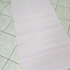 Rongyszőnyeg pamut rózsaszín szürke csíkos 75x175cm