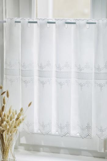 Törtfehér batiszt kész vitrage függöny Ebro 60cm magas 130cm széles