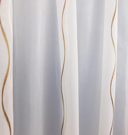 Törtfehér voila kész függöny barna arany hullám 150x110cm