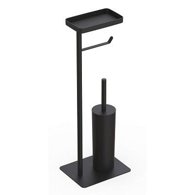 AWD WC kefe és papír tartó állvány, matt fekete (AWD02071826)