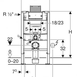 Geberit Duofix fali WC szerelőelem, 82 cm, Omega 12 cm-es falsík alatti öblítőtartállyal (111.003.00.1)