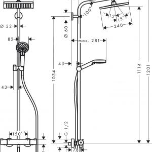 Hansgrohe Crometta E 240 1jet Showerpipe zuhanyrendszer termosztátos csapteleppel (27271000)