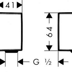 Hansgrohe Fixfit Square fali csatlakozás visszafolyásgátlóval, szintetikus gömbcsuklóval (26455000)