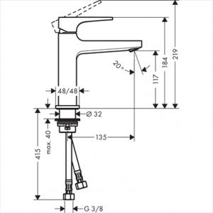 Hansgrohe Metropol egykaros mosdócsaptelep 110 push-open lefolyóval (32507000)