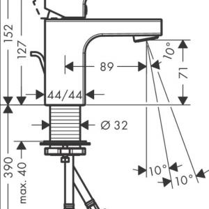 Hansgrohe Vernis Shape egykaros mosdócsaptelep 70, automata lefolyógarnitúrával matt fekete 71560670