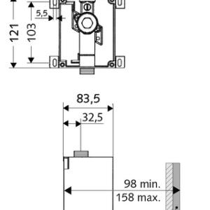 SCHELL COMPACT II falba építhető vizelde-öblítőszelep alaptest (011930099)