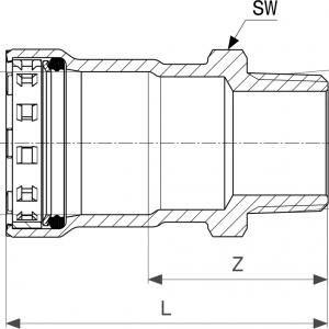Viega Megapress-G menetes csatlakozó 1/2" K (738730)