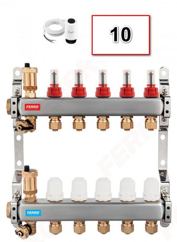 Ferro 10 körös osztó gyűjtő Danfoss TWA motorral (SN-RZPU10S+088h3142)