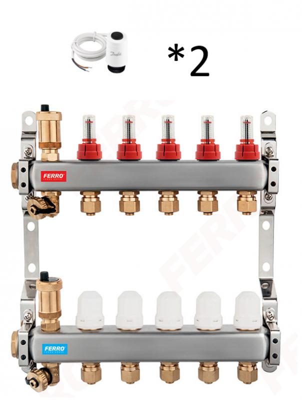 Ferro 2 körös osztó gyűjtő Danfoss TWA motorral (SN-RZPU02S+088h3142)