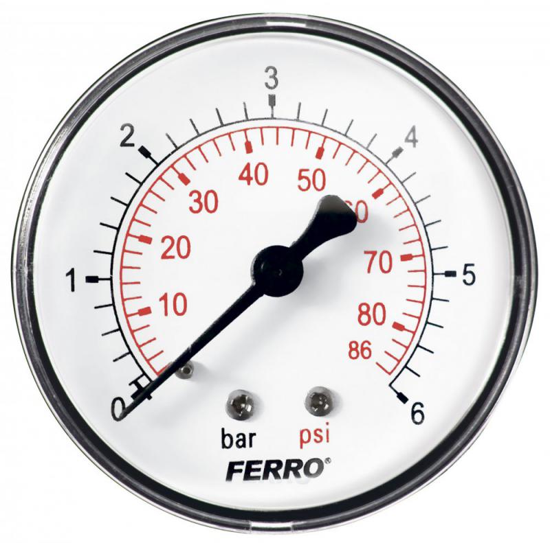 Ferro nyomásmérő hátsó csatlakozású 6 bar (M6306A) manométer