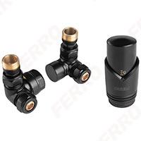 Ferro radiátor szelep szett térsarok 1/2" fekete 15x1 16x2 (ZTO30BL)