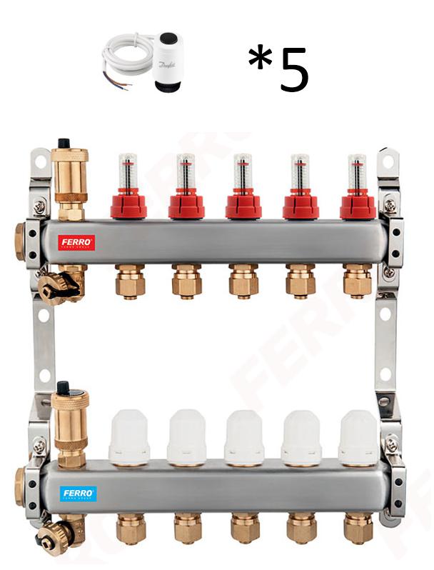 Ferro SN-RZPU05S SN-RZPU TÍPUSÚ OSZTÓ-SZETT 5 körös +Danfoss TWA 088h3142 (SN-RZPU05S+088h3142)