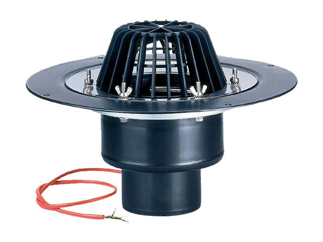 HL62.1/1 tetőlefolyó DN110 szigetelőkarimával, szorítóelemmel és 10-30W/230V fűtéssel