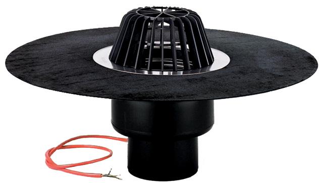 HL62.1H/7 tetőlefolyó DN75 , gyárilag felhegesztett bitumengallérral, 10-30W/230V fűtéssel