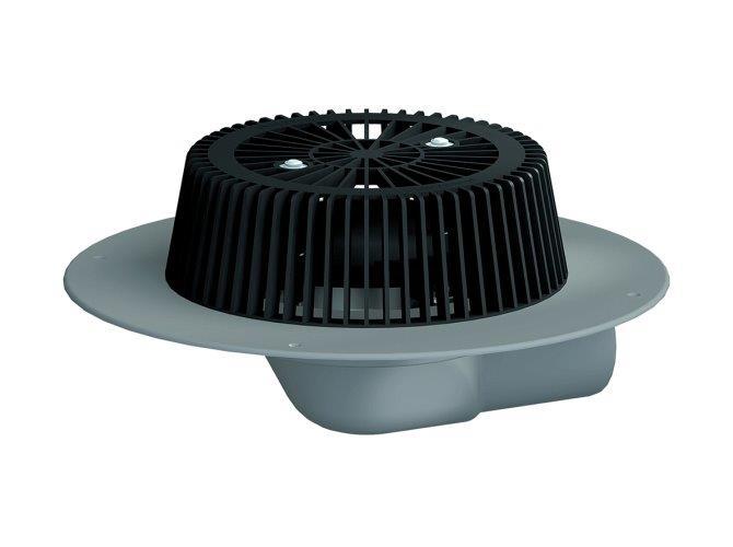 HL64PPower Power lapostető lefolyó DN75 vízszintes csatlakozóval, PVC gallérral