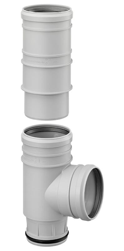 Strang bekötö T-idom 110mm 2db hosszú tokkal (haas-486683)