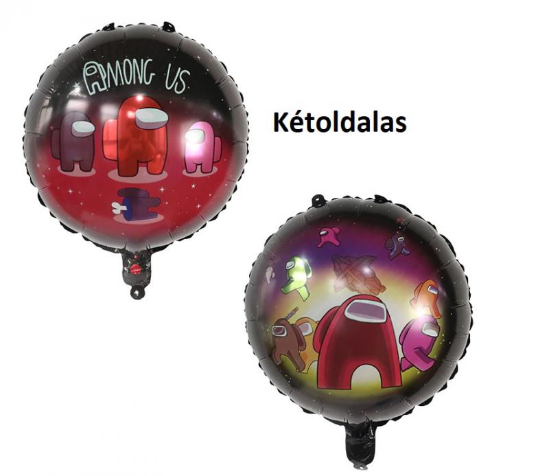 Among Us mintás kerek fekete fólia lufi